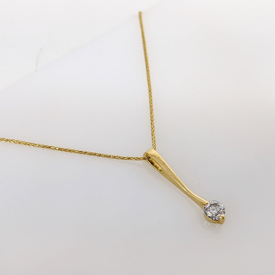 18K .25 CARAT TOTAL I1 K DIAMOND ROUND DROP STYLE ESTATE PENDANT & 14K CHAIN 2.6 GRAMS