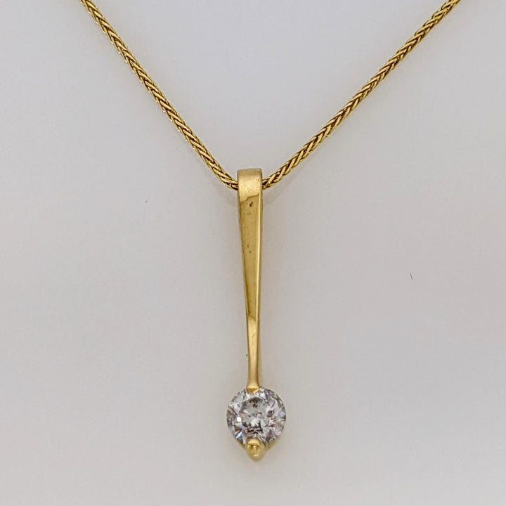 18K .25 CARAT TOTAL I1 K DIAMOND ROUND DROP STYLE ESTATE PENDANT & 14K CHAIN 2.6 GRAMS