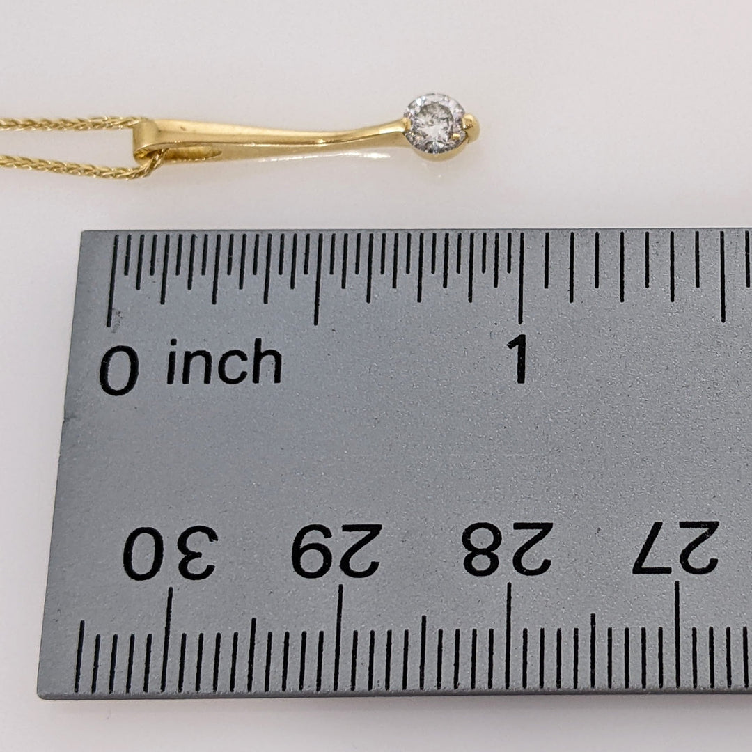 18K .25 CARAT TOTAL I1 K DIAMOND ROUND DROP STYLE ESTATE PENDANT & 14K CHAIN 2.6 GRAMS