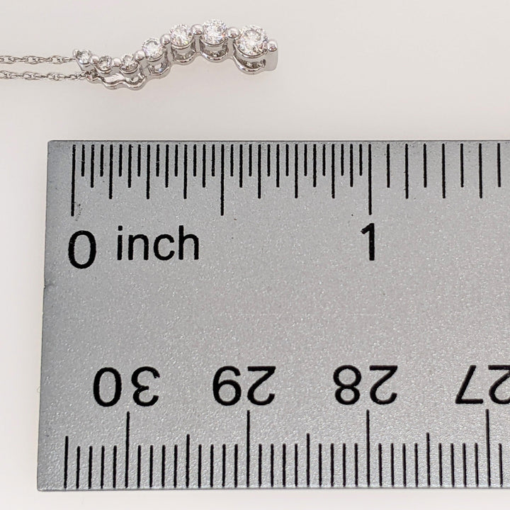 14K WHITE .20 CARAT TOTAL WEIGHT DIAMOND ROUND (7) ESTATE JOURNEY PENDANT & CHAIN 1.8 GRAMS