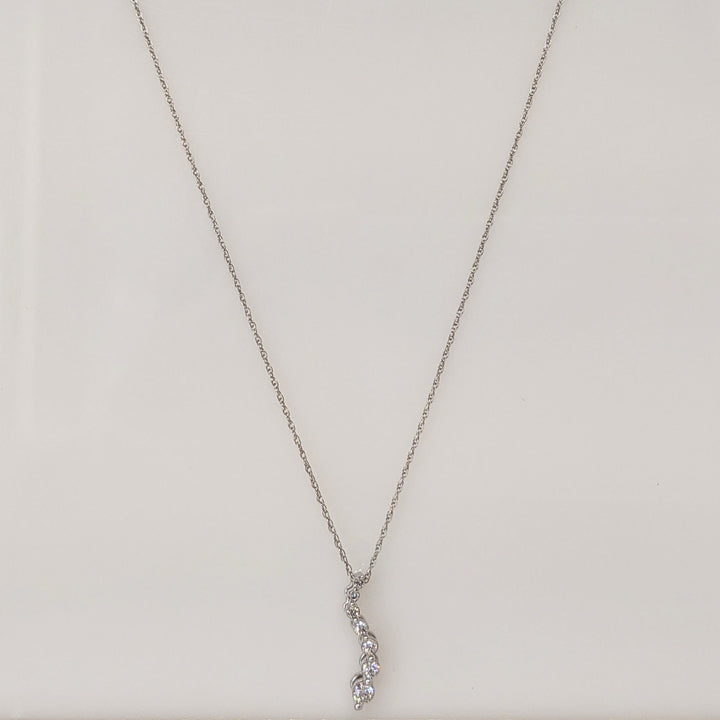 14K WHITE .20 CARAT TOTAL WEIGHT DIAMOND ROUND (7) ESTATE JOURNEY PENDANT & CHAIN 1.8 GRAMS