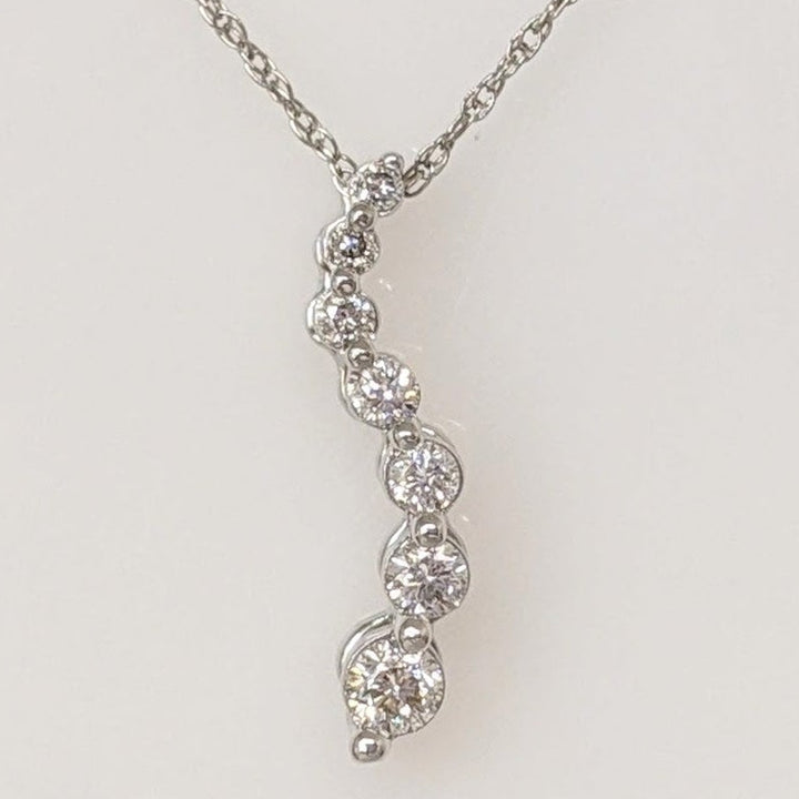 14K WHITE .20 CARAT TOTAL WEIGHT DIAMOND ROUND (7) ESTATE JOURNEY PENDANT & CHAIN 1.8 GRAMS