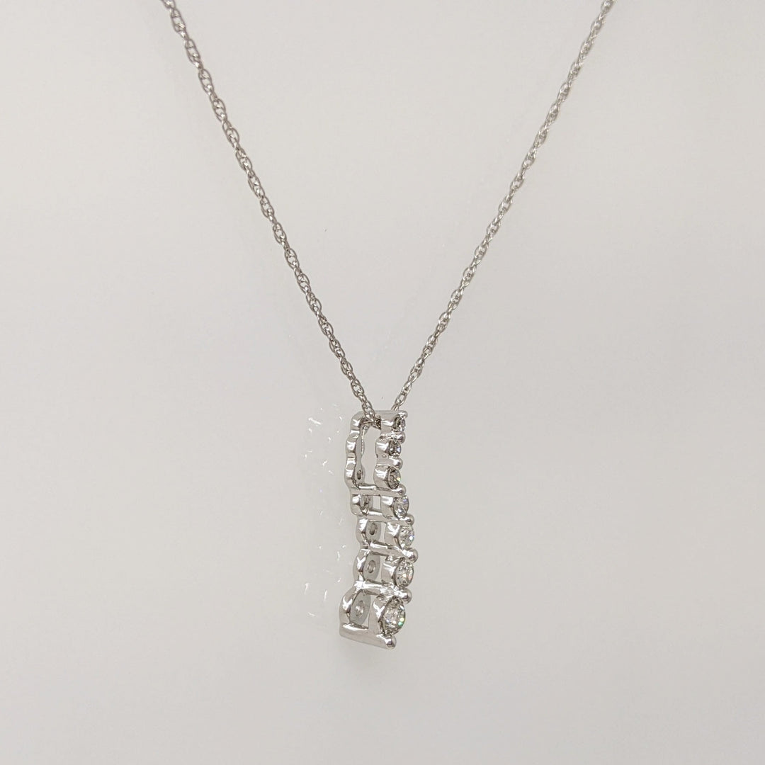 14K WHITE .20 CARAT TOTAL WEIGHT DIAMOND ROUND (7) ESTATE JOURNEY PENDANT & CHAIN 1.8 GRAMS