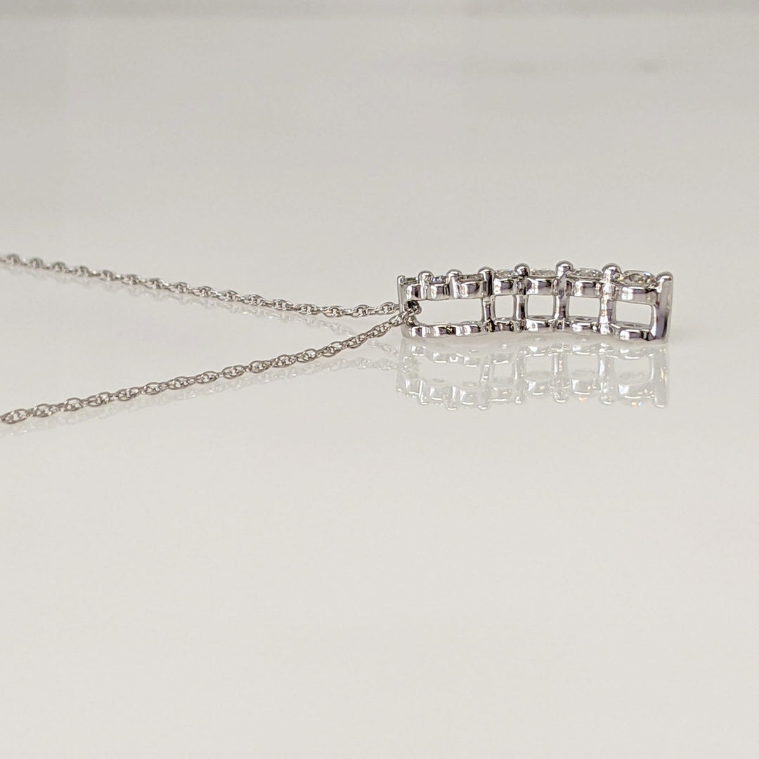 14K WHITE .20 CARAT TOTAL WEIGHT DIAMOND ROUND (7) ESTATE JOURNEY PENDANT & CHAIN 1.8 GRAMS