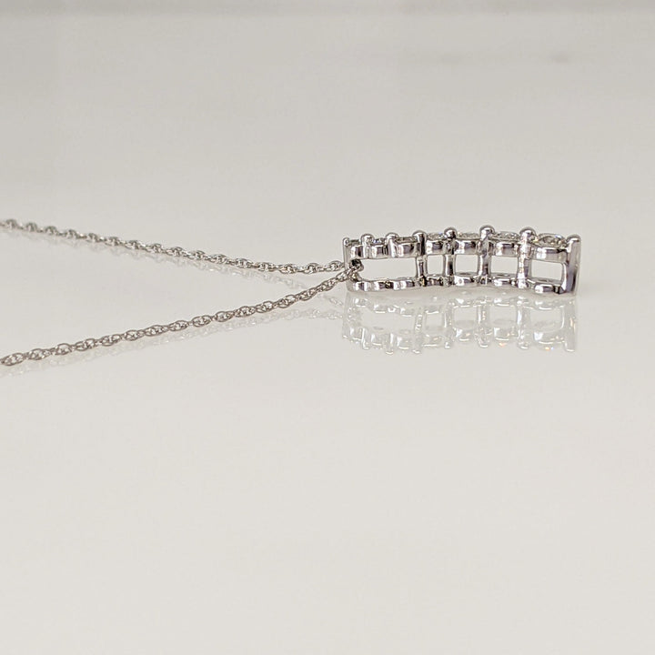 14K WHITE .20 CARAT TOTAL WEIGHT DIAMOND ROUND (7) ESTATE JOURNEY PENDANT & CHAIN 1.8 GRAMS