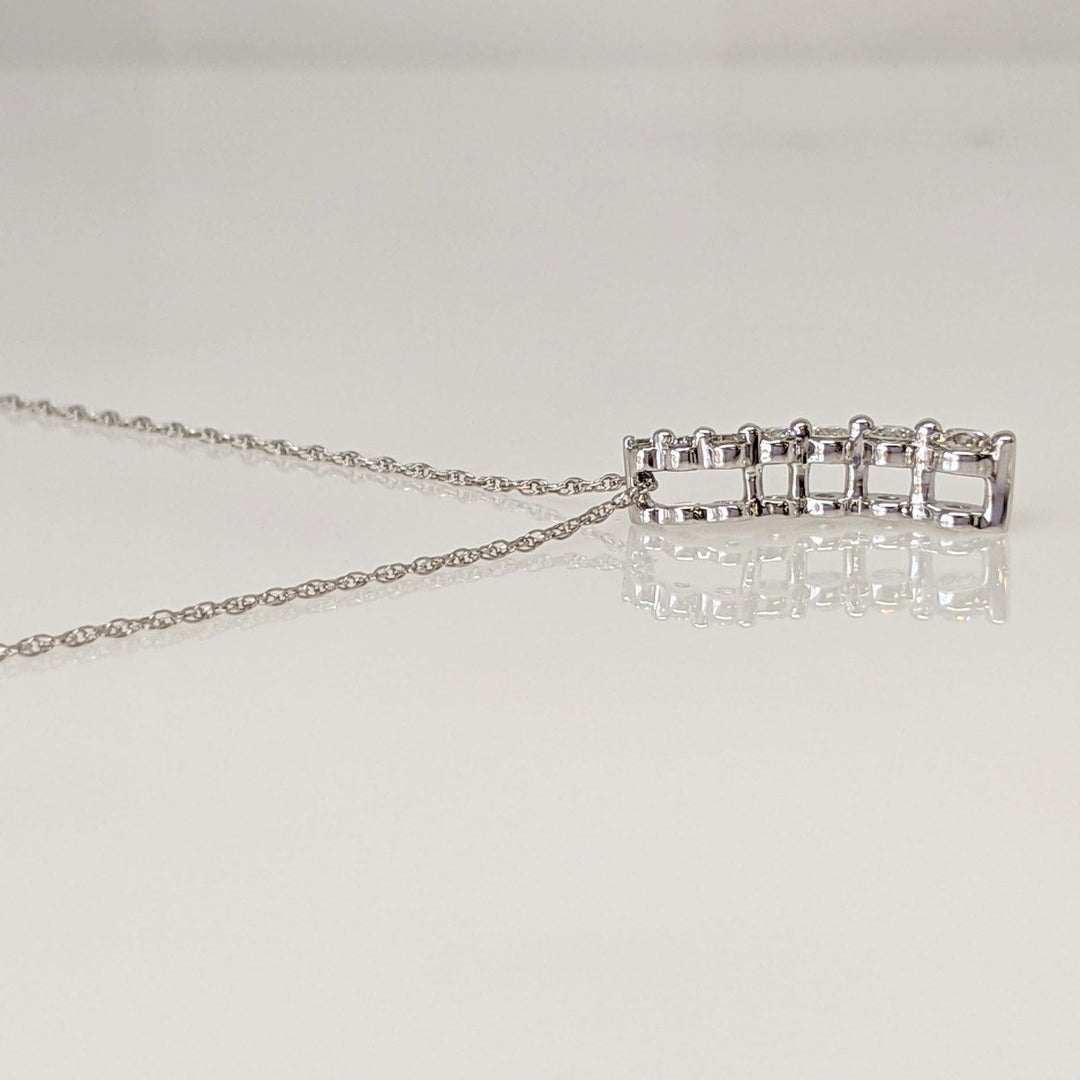 14K WHITE .20 CARAT TOTAL WEIGHT DIAMOND ROUND (7) ESTATE JOURNEY PENDANT & CHAIN 1.8 GRAMS