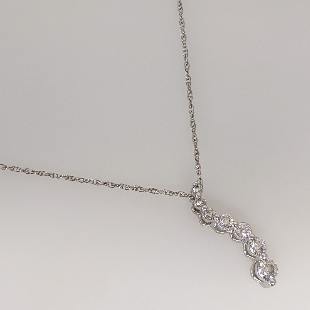 14K WHITE .20 CARAT TOTAL WEIGHT DIAMOND ROUND (7) ESTATE JOURNEY PENDANT & CHAIN 1.8 GRAMS