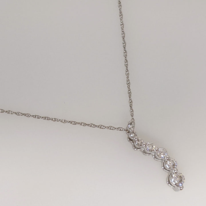14K WHITE .20 CARAT TOTAL WEIGHT DIAMOND ROUND (7) ESTATE JOURNEY PENDANT & CHAIN 1.8 GRAMS