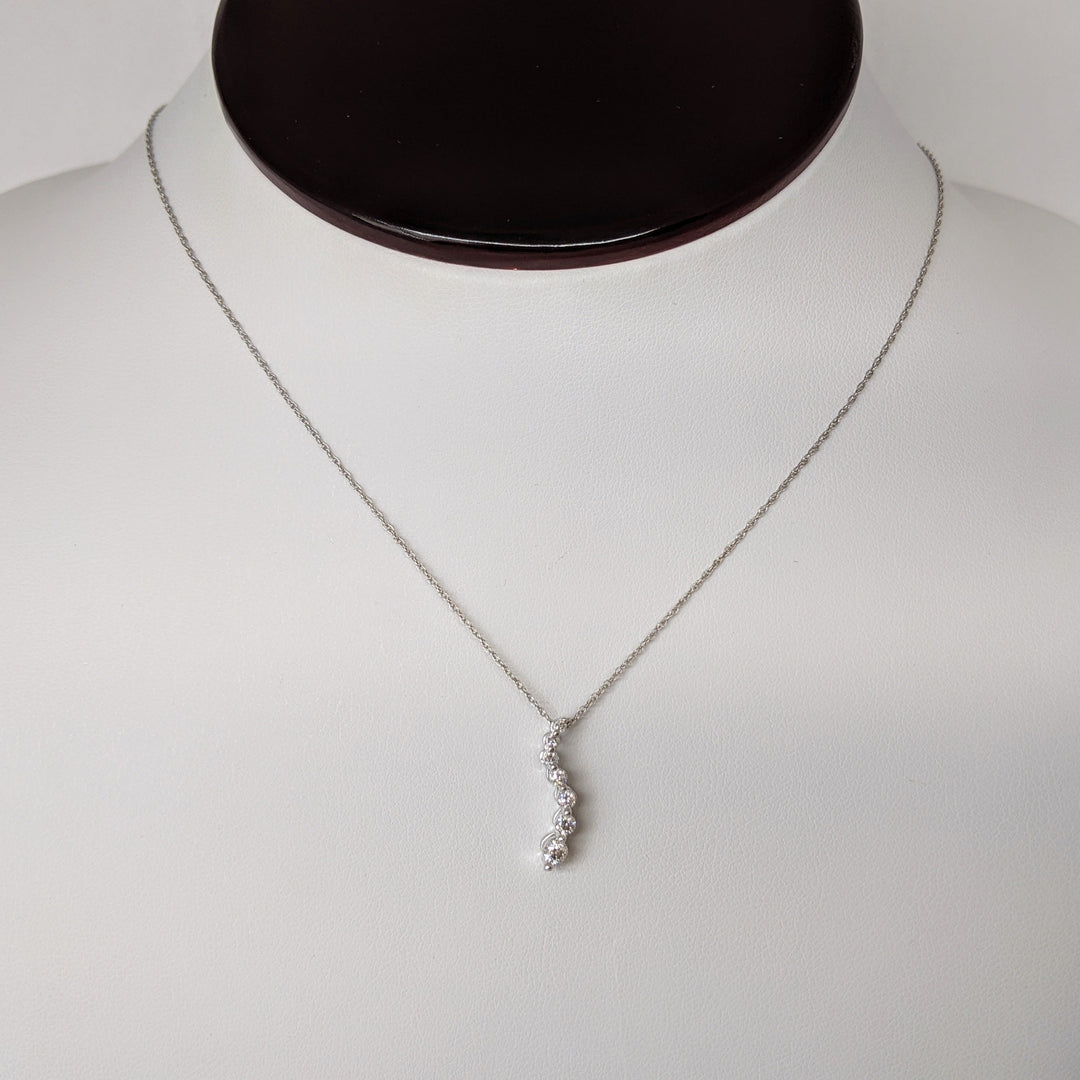 14K WHITE .20 CARAT TOTAL WEIGHT DIAMOND ROUND (7) ESTATE JOURNEY PENDANT & CHAIN 1.8 GRAMS