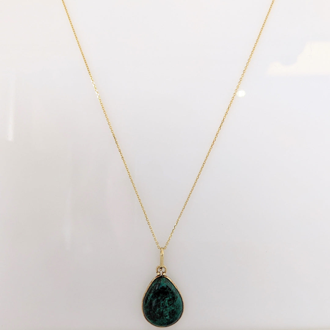 14K CHRYSOCOLLA 16X20 ESTATE PENDANT & CHAIN 5.3 GRAMS