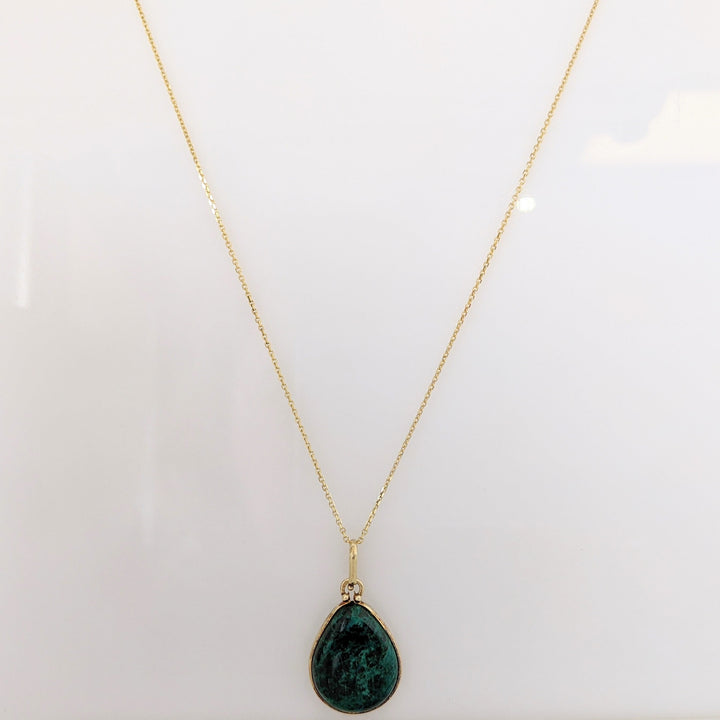 14K CHRYSOCOLLA 16X20 ESTATE PENDANT & CHAIN 5.3 GRAMS