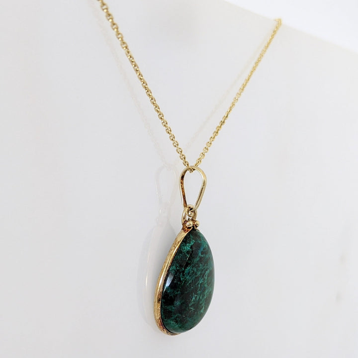 14K CHRYSOCOLLA 16X20 ESTATE PENDANT & CHAIN 5.3 GRAMS