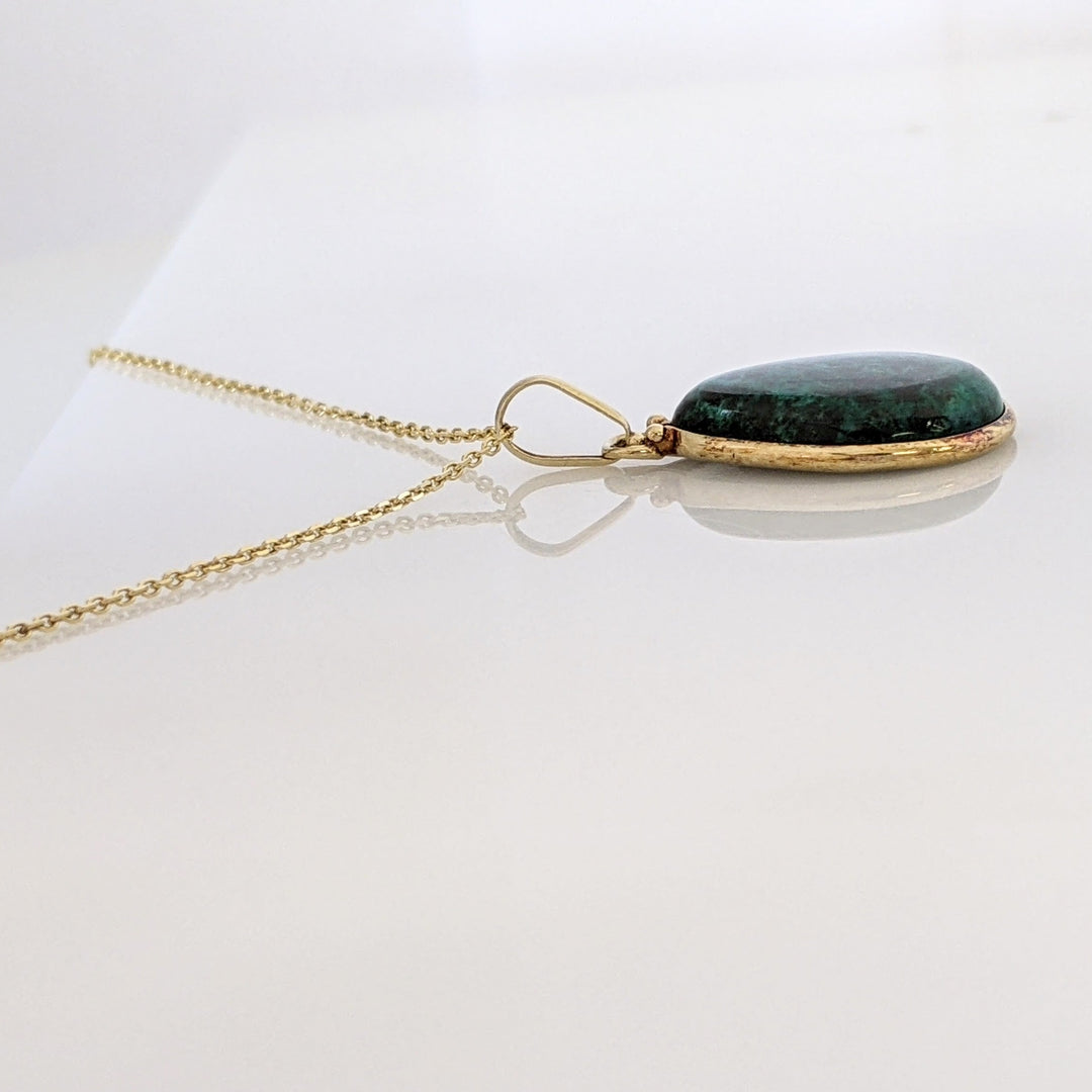 14K CHRYSOCOLLA 16X20 ESTATE PENDANT & CHAIN 5.3 GRAMS