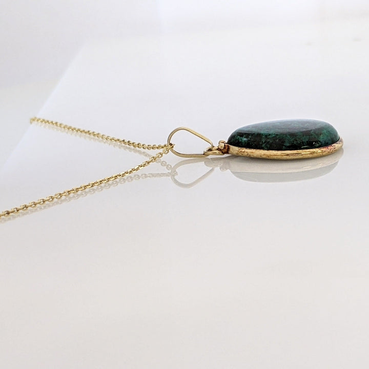 14K CHRYSOCOLLA 16X20 ESTATE PENDANT & CHAIN 5.3 GRAMS