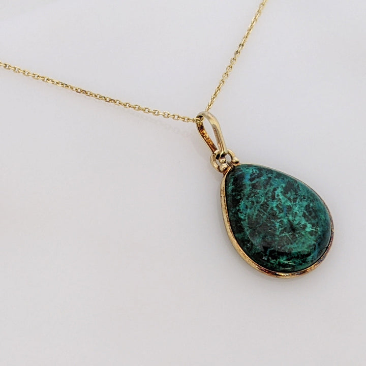 14K CHRYSOCOLLA 16X20 ESTATE PENDANT & CHAIN 5.3 GRAMS