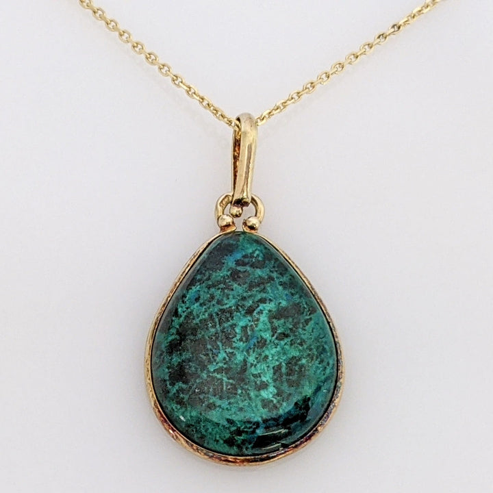 14K CHRYSOCOLLA 16X20 ESTATE PENDANT & CHAIN 5.3 GRAMS