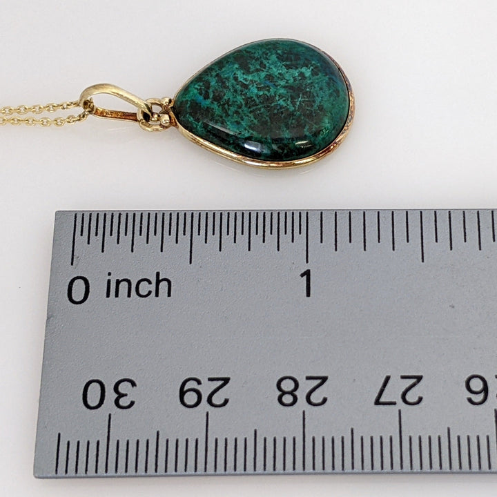 14K CHRYSOCOLLA 16X20 ESTATE PENDANT & CHAIN 5.3 GRAMS