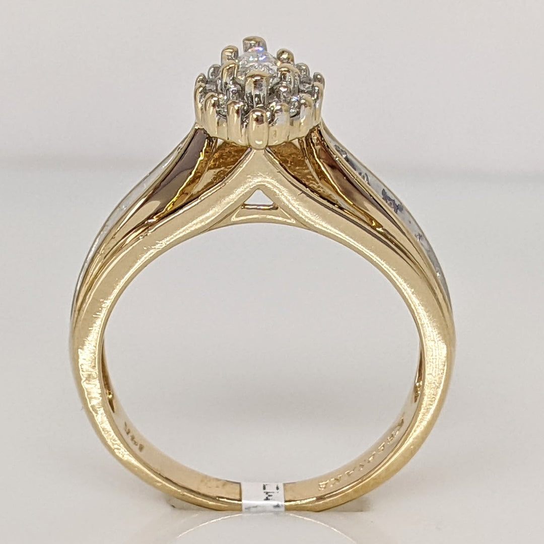 14K .66 CARAT TOTAL WEIGHT I1 H DIAMOND MARQUISE (1) ROUND (23) ESTATE RING 4.8 GRAMS