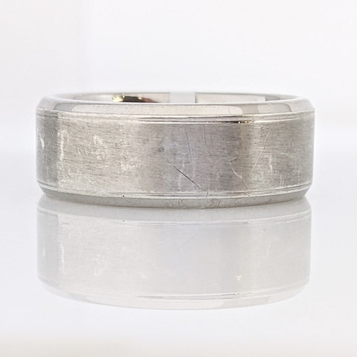 STERLING SILVER 8MM BRUSHED FANCY ESTATE BAND 9.4 GRAMS