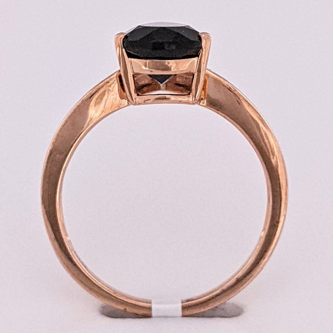 14K ROSE ONYX PEAR 7X11 WITH .20 DIAMOND TOTAL WEIGHT (24) ROUND ESTATE RING 2.6 GRAMS