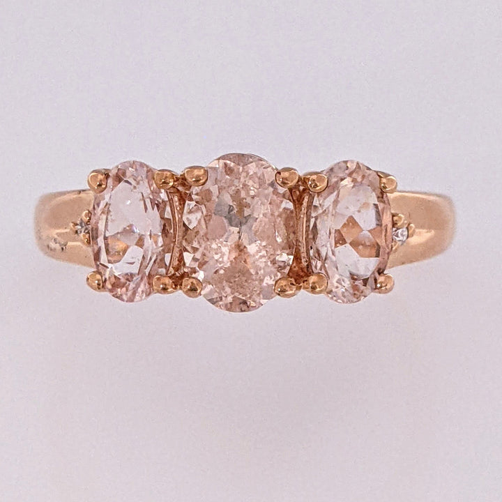 10K ROSE MORGANITE OVAL 7X5 (1) 4X6 (2) ESTATE RING 2.3 GRAMS