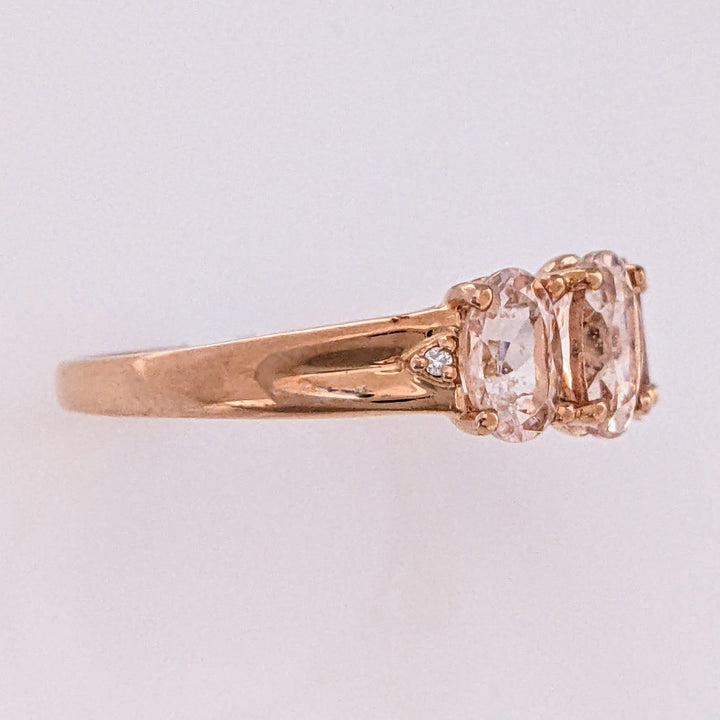 10K ROSE MORGANITE OVAL 7X5 (1) 4X6 (2) ESTATE RING 2.3 GRAMS