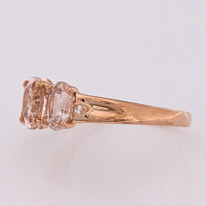 10K ROSE MORGANITE OVAL 7X5 (1) 4X6 (2) ESTATE RING 2.3 GRAMS