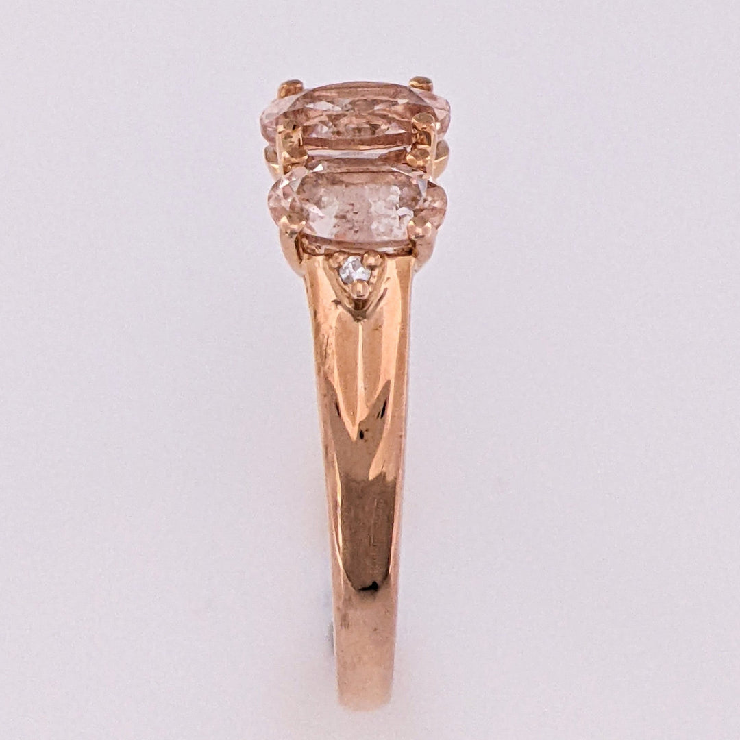 10K ROSE MORGANITE OVAL 7X5 (1) 4X6 (2) ESTATE RING 2.3 GRAMS