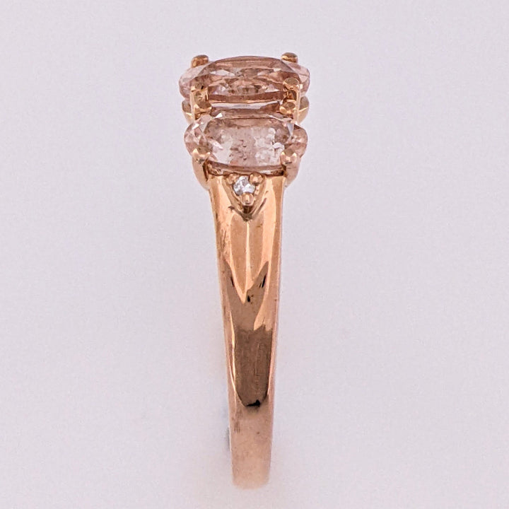 10K ROSE MORGANITE OVAL 7X5 (1) 4X6 (2) ESTATE RING 2.3 GRAMS