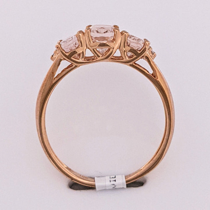 10K ROSE MORGANITE OVAL 7X5 (1) 4X6 (2) ESTATE RING 2.3 GRAMS