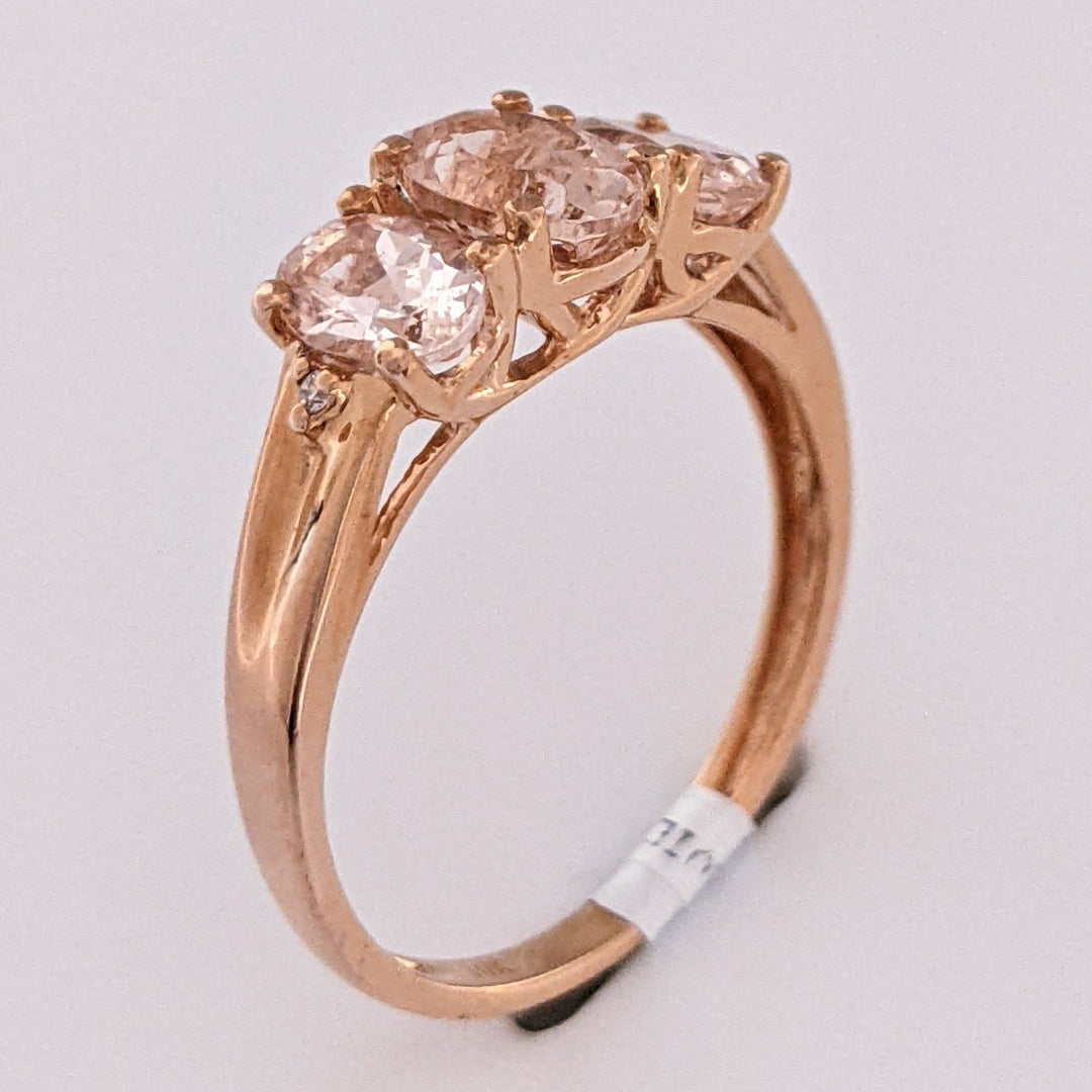 10K ROSE MORGANITE OVAL 7X5 (1) 4X6 (2) ESTATE RING 2.3 GRAMS