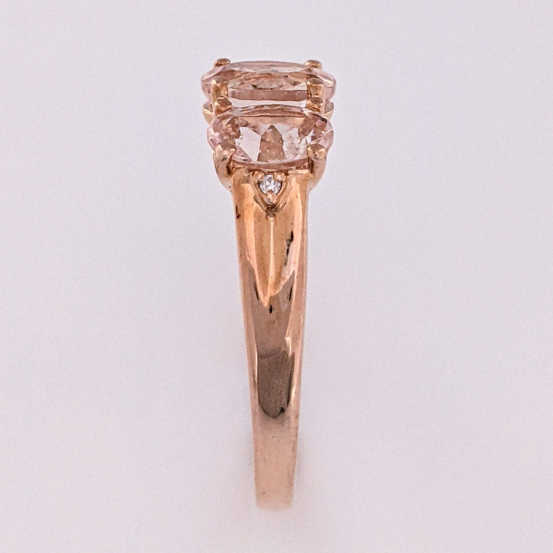 10K ROSE MORGANITE OVAL 7X5 (1) 4X6 (2) ESTATE RING 2.3 GRAMS