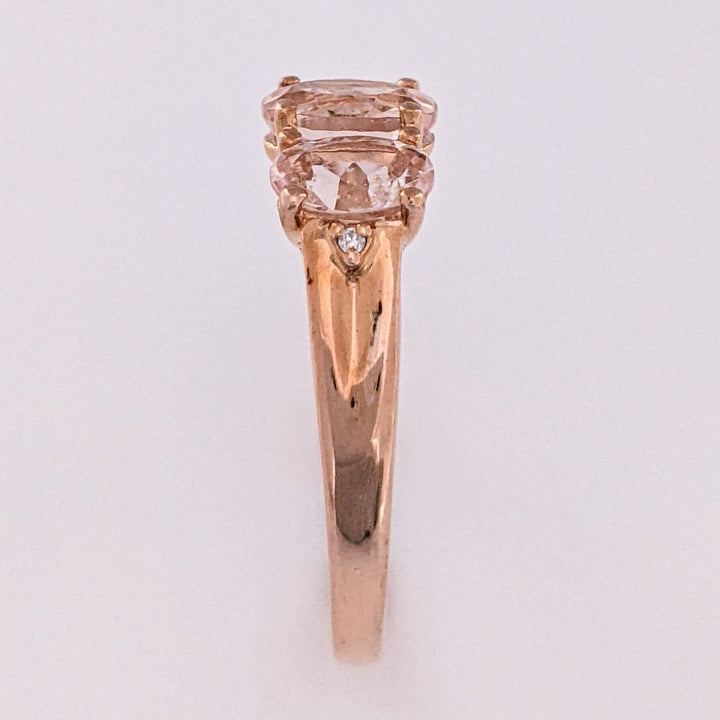 10K ROSE MORGANITE OVAL 7X5 (1) 4X6 (2) ESTATE RING 2.3 GRAMS