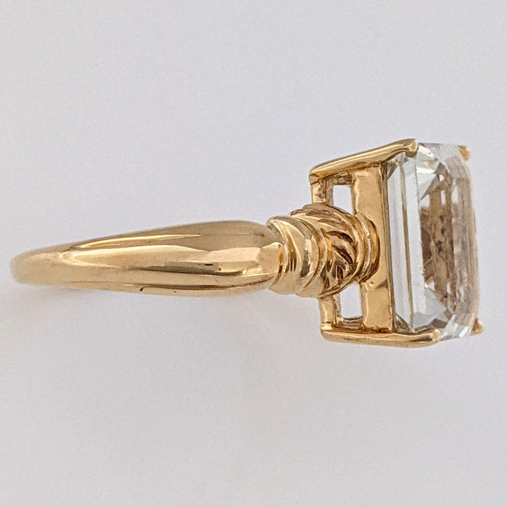 10K QUARTZ EMERALD CUT 8X10 ESTATE RING 3.2 GRAMS