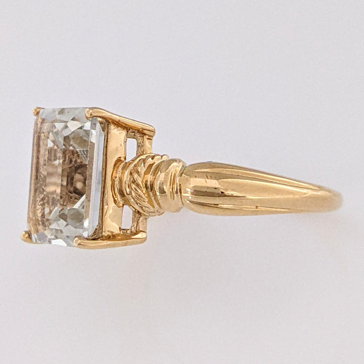 10K QUARTZ EMERALD CUT 8X10 ESTATE RING 3.2 GRAMS