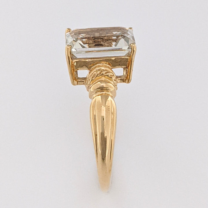 10K QUARTZ EMERALD CUT 8X10 ESTATE RING 3.2 GRAMS