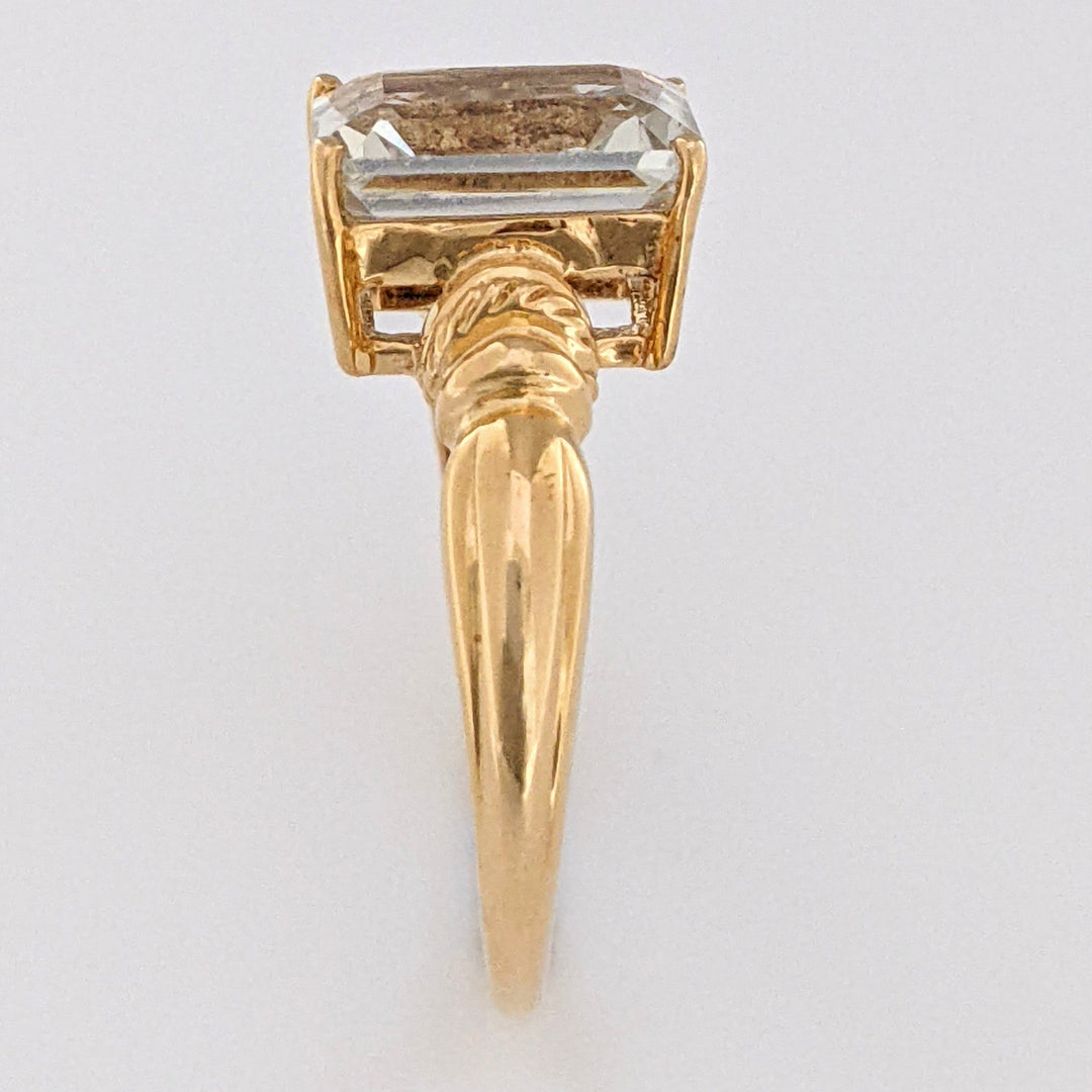 10K QUARTZ EMERALD CUT 8X10 ESTATE RING 3.2 GRAMS