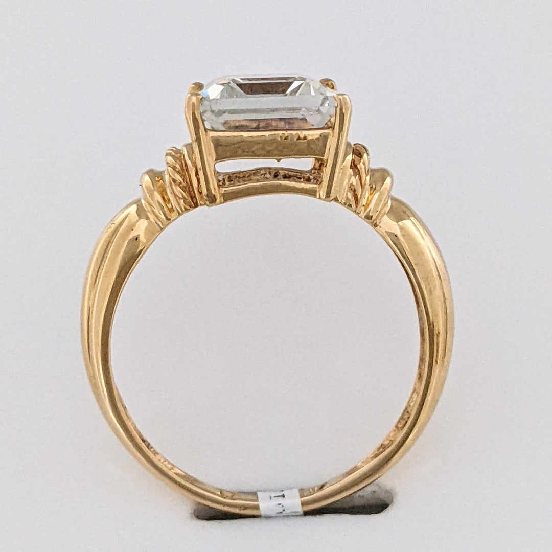 10K QUARTZ EMERALD CUT 8X10 ESTATE RING 3.2 GRAMS