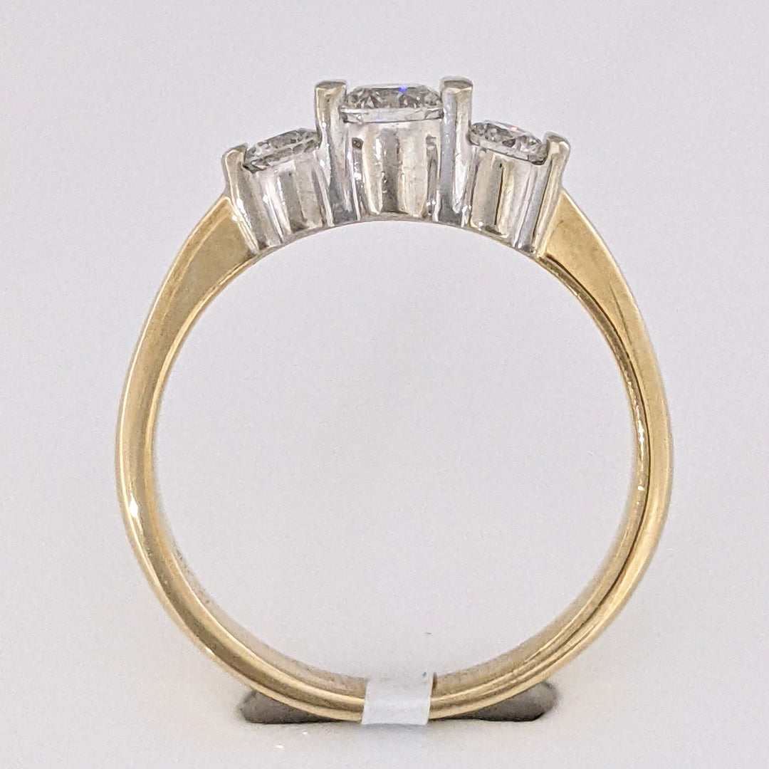 14K .40 CARAT TOTAL WEIGHT SI2 H DIAMOND ROUND (3) BAR SET TRINITY ESTATE RING 3.1 GRAMS