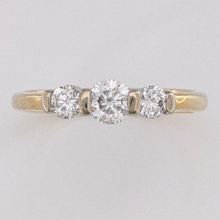 14K .40 CARAT TOTAL WEIGHT SI2 H DIAMOND ROUND (3) BAR SET TRINITY ESTATE RING 3.1 GRAMS