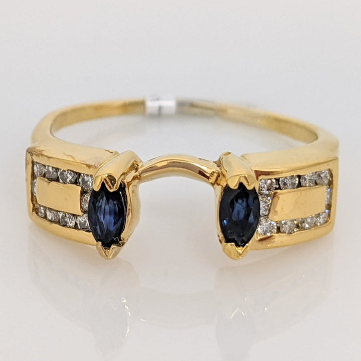14K SAPPHIRE (2) MARQUISE .56 CARAT TOTAL WEIGHT (20) ROUND DIAMOND .25TW ESTATE WRAP 4.7 GRAMS
