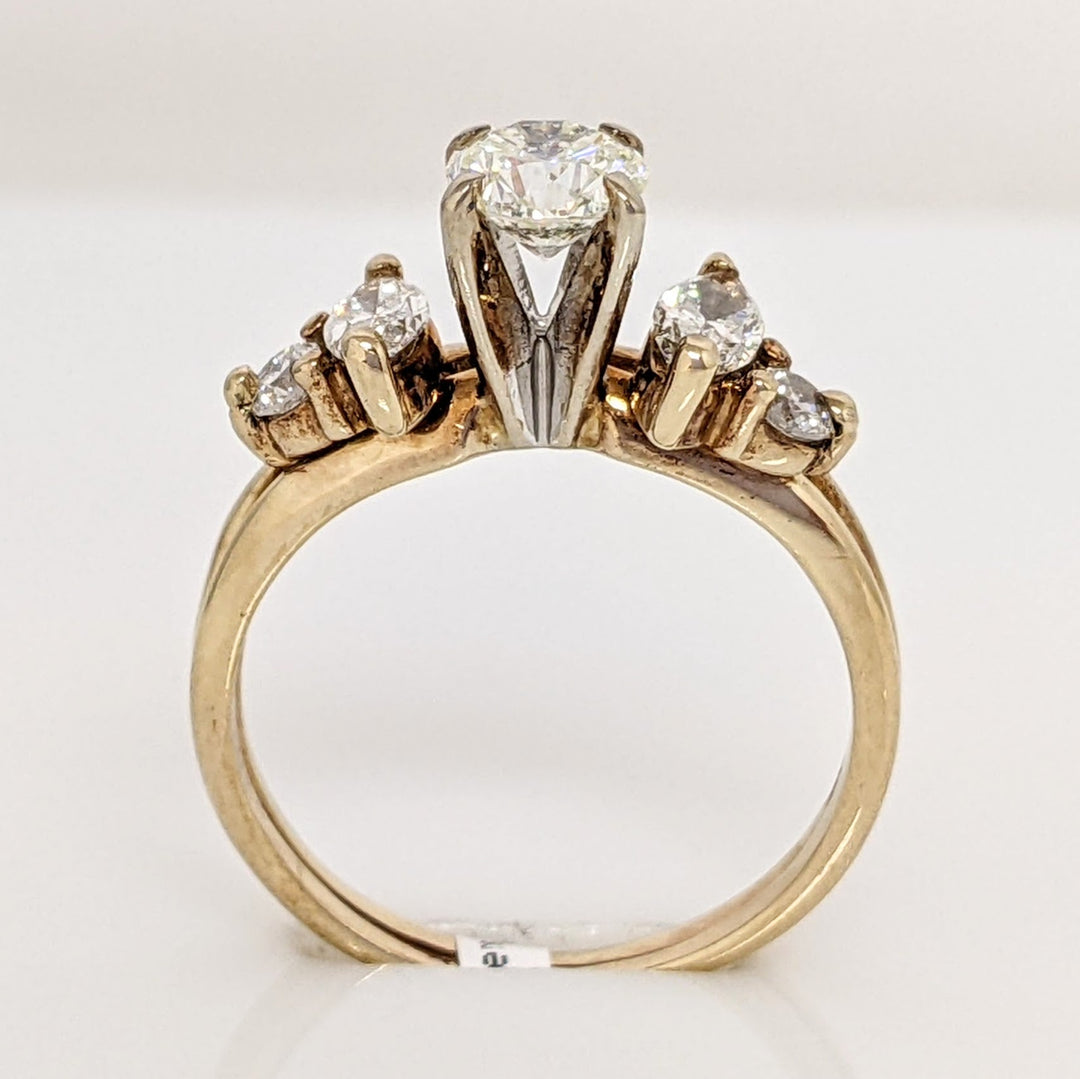 14K .76 CARAT TOTAL WEIGHT SI2 I DIAMOND ROUND (3) MARQUISE (2) ESTATE RING 2.9 GRAMS