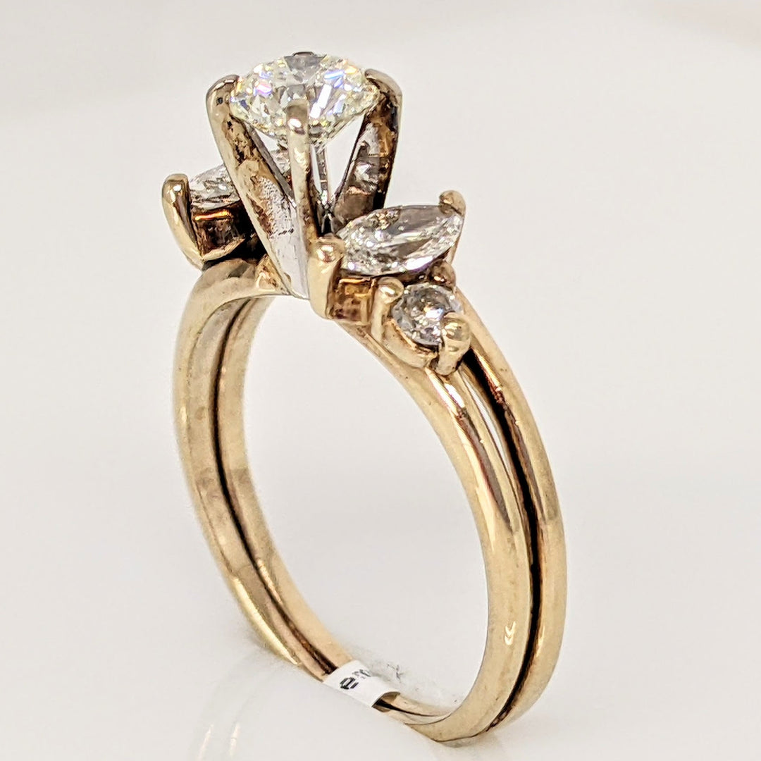 14K .76 CARAT TOTAL WEIGHT SI2 I DIAMOND ROUND (3) MARQUISE (2) ESTATE RING 2.9 GRAMS