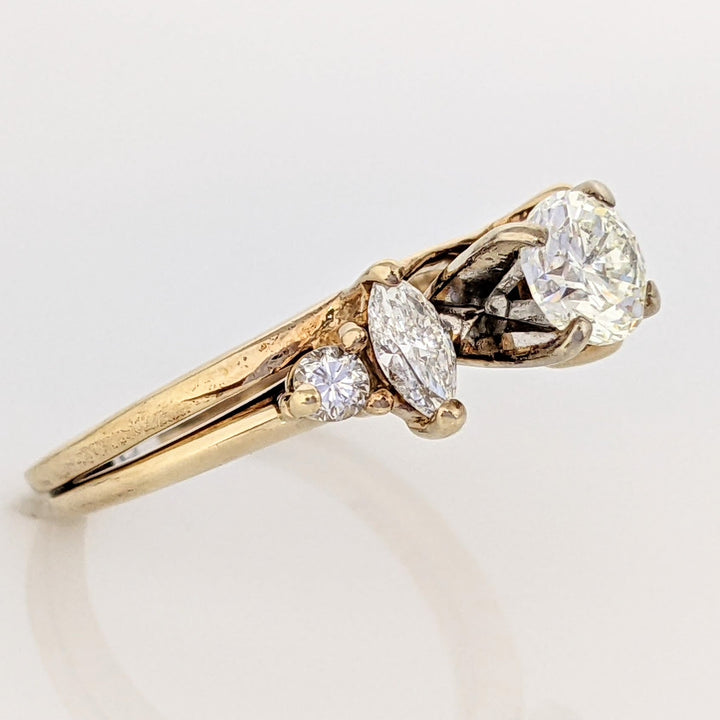 14K .76 CARAT TOTAL WEIGHT SI2 I DIAMOND ROUND (3) MARQUISE (2) ESTATE RING 2.9 GRAMS