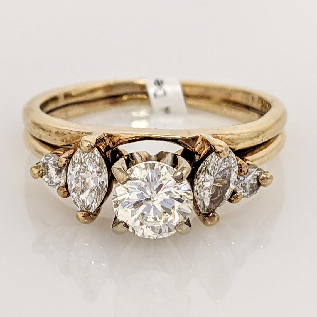 14K .76 CARAT TOTAL WEIGHT SI2 I DIAMOND ROUND (3) MARQUISE (2) ESTATE RING 2.9 GRAMS