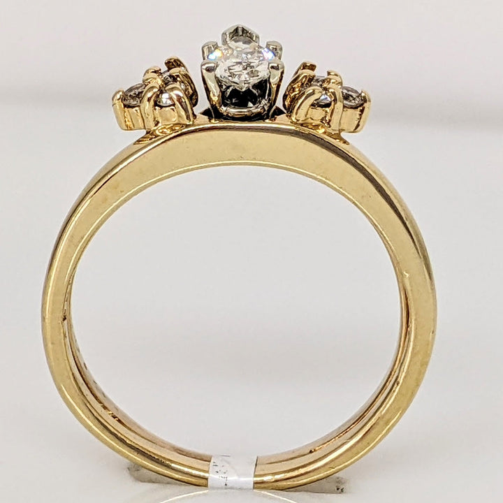 14K .30 CARAT TOTAL WEIGHT VS1 H-I DIAMOND PEAR WITH (6) ROUND ESTATE SET 3.4 GRAMS