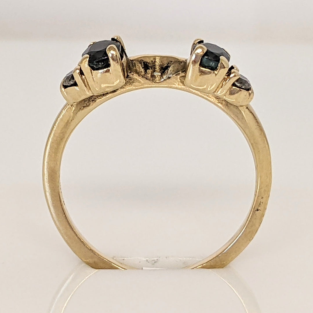14K SAPPHIRE OVAL 3X4 WITH (2) MELEE ESTATE WRAP 2.2 GRAMS