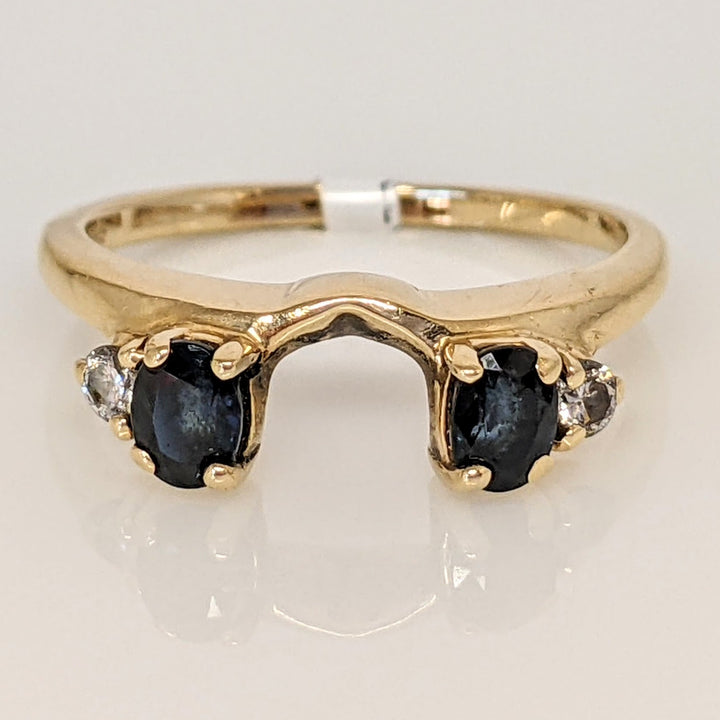 14K SAPPHIRE OVAL 3X4 WITH (2) MELEE ESTATE WRAP 2.2 GRAMS
