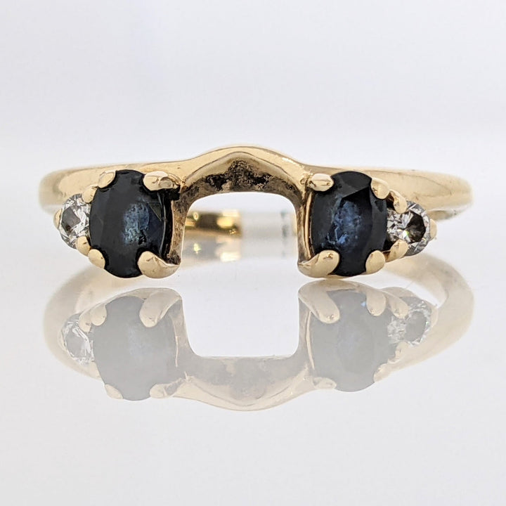 14K SAPPHIRE OVAL 3X4 WITH (2) MELEE ESTATE WRAP 2.2 GRAMS