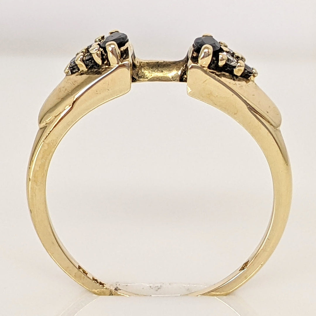 14K SAPPHIRE MARQUISE (2) 2X4 WITH (6) MELEE ESTATE RING 2.4 GRAMS